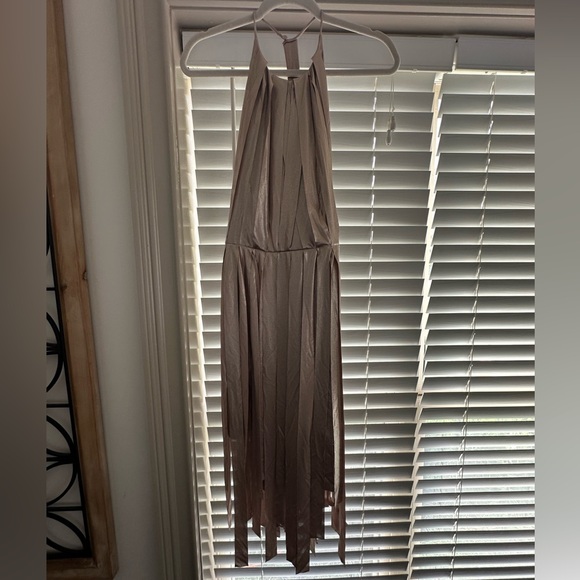 Halston Halter-neck Gold Mini Dress w/ Tags - Picture 3 of 7